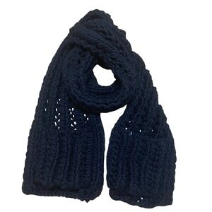 Black Oversized Chunky Cable Knit Scarf‎ With Pockets Cozy Winter Scarf Women